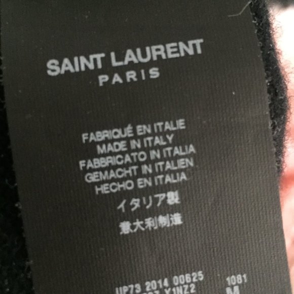 Yves Saint Laurent Cashmere V-neck with distressed silver studs. - Picture 4 of 7